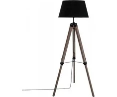 Dekoracja Domu Lamp Medinis toršeras RUNO stovimas šviestuvas su gaubtu - juodos spalvos, aukštis 145 cm