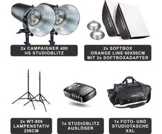 Walimex pro studijinė lempa Campaigner 400 HS dvigubas rinkinys