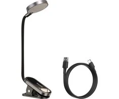Baseus Prisegama skaitymo LED lempa, įkraunama USB, 3W, neutraliai balta