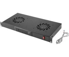 LANBERG AK-1502-B 19 ventiliatoriaus blokas / ventiliacijos skydelis su LCD 2 ventiliatoriais + 230 V termostatu