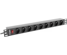 LANBERG PDU-09E-0300-BK PDU 1U 16A 9 sockets uni-schuko 3m Juodas