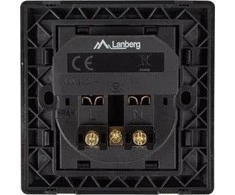 LANBERG AC-WS01-USB2-E-B AC sieninis lizdas prancūziškas su 2 prievadų USB 2,1A pakrovėju, Juodas