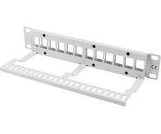 LANBERG patch panel blank 12 port 1U su organizatoriumi Keystone moduliams pilka