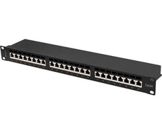 LANBERG patch panel 24 port 1U cat.6A FTP juodas