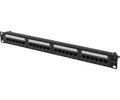 LANBERG patch panel 24 port 1U cat.6A UTP juodas
