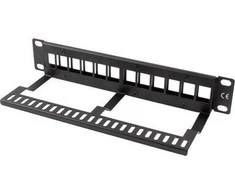 LANBERG patch panel blank 12 port 1U su organizatoriumi Keystone moduliams juodas