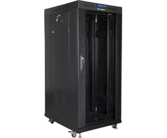 LANBERG laisvai pastatomas stelažas 19 colių spintelė 27U 800x1000 stiklinių durų LCD butas juodas