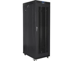 LANBERG FF01-8027-23BL laisvai pastatomas stovas 19 colių savaime surenkamas plokščias paketas 27U/800x1000mm juodas tinklinės durys LCD