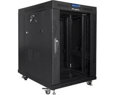 LANBERG FF01-8015-12BL laisvai pastatomas stovas 19 colių savaime surenkamas plokščias paketas 15U/800x1000mm juodas stiklinių durų LCD
