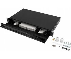 Lanberg Rackmount 19" 1U šviesolaidinis komutacinė panelė 24xSC Simplex/24XLC Duplex Juodas su priedais | FOP1-24SS-LDB