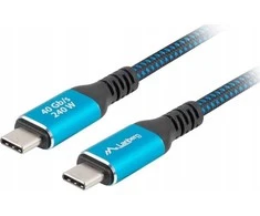LANBERG cable USB-C M/M 4.0 1m 240W 8K 60Hz Juodas-mėlynas