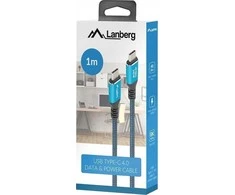 LANBERG cable USB-C M/M 4.0 1m 240W 8K 60Hz Juodas-mėlynas