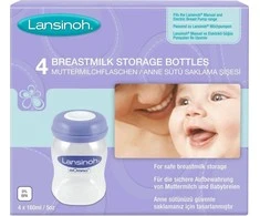 LANSINOH plastikiniai buteliukai pienui laikyti, 4 vnt.