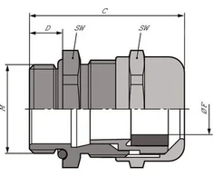 LAPP Kabelinė įvorė žalvarinė M40 IP68 SKINTOP MSR-M 40x1,5 (53112150)