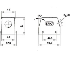 Lapp Kabel Lapp Cable LAPP Kampinio kištuko korpusas M25 IP65 EPIC H-B 16 TS (19082000)