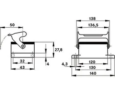 Lapp Kabelis LAPP Stalinio kompiuterio lizdo korpusas IP65 EPIC H-B 24 AG-LB (10102900)