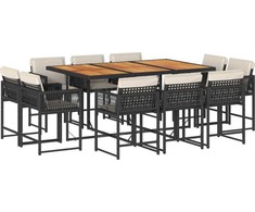 Lauko baldų komplektas 11-cz. komplektas mebli do ogrodu, su poduszkami, juoda rattan PE