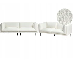 Sofa Beliani 5 vietų svetainės baldų komplektas VORGOD Boucle, kreminės baltos spalvos