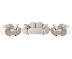 Sofa Beliani 4 asmenų svetainės baldų komplektas RINGEL šviesiai smėlio spalvos