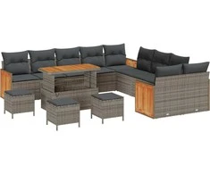Sodo Sofų Rinkinys su pagalve 14 pcs Pilka