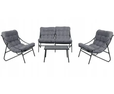 Lauko baldų komplektas Selsey Sodo baldų rinkinys VIBE, 4 dalių: kėdės, sofa, staliukas, pilkas (M-MO-ZEO-VIB-ZES-CZA)