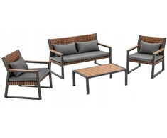 Lauko baldų komplektas Selsey Sodo baldų rinkinys TEXAS su sofa, foteliais ir kavos staliuku PILKAS