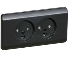 LAURITZ KNUDSEN Opus® 66 kištukinis lizdas dvigubas 2 polių įžemintas, cinkuotas kokso pilkos spalvos