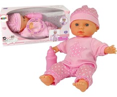 Lean Toys ROŽINĖ LĖLĖ KŪDIKIS SU GARSU IR BUTELIUKU