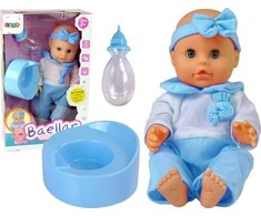 Lean Toys Mėlyna Lėlė 30 cm Mėlyna Bottle Nightie Drinks