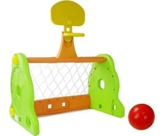 Lean Toys Vaikų Futbolo Ir Krepšinio Vartai 2in1 Žalia-Oranžinė