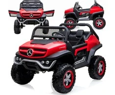 Lean Cars Raudonas vaikiškas elektromobilis Mercedes Unimog 4x4