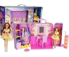Lean Toys Lėlė su persirengimo kambariu ir priedais