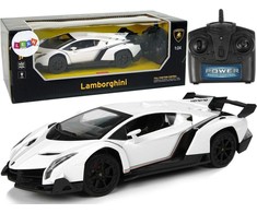 Lean Cars Nuotolinio valdymo automobilis Lamborghini Veneno baltas 1:24, 2.4G, su šviesomis