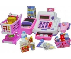 Lean Toys Vaikiška kasos aparatas su skaičiuotuvu ir priedais