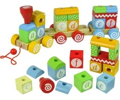 Lean Toys Edukacinis medinis traukinukas