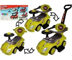 Lean Cars Paspiriama mašinėlė-stumdukas Mega Car 3in1, geltona