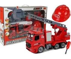Žaislinis ardomas ugniagesių gelbėtojų autokeltuvas su priedais Lean Toys, raudonas, 54x32x9,5 cm