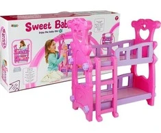 Dviaukštė lova lėlėms Lean Toys, rožinė