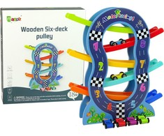 Drewniana Medinė automobilių trasa Lean Toys, 6 aukštų, 30x8x33 cm