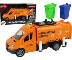 Lean Toys Šiukšlių sunkvežimis su garso efektais, oranžinis