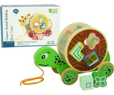 Medinis žaislas vaikams Lean Toys Vėžlys ant ratų