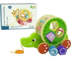 Medinis rūšiuoklis su virvele Lean Toys krokodilas, žalias