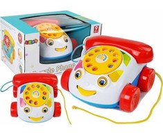 Lean Sport Import LEANToys Telefonas Do Ciągnięcia na Kółkach ze słuchawka na Baterie dla Niemowlęcia (6889)