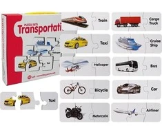 Lean Toys Edukacinė dėlionė "Transporto priemonės", anglų k., 10 derinių