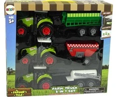 Žaislinių traktorių su priekabomis rinkinys berniukams Lean Toys