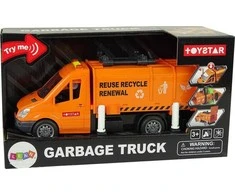 Lean Toys Šiukšlių sunkvežimis su garso efektais, oranžinis