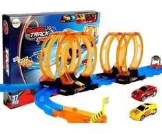 Lean Toys Lenktynių trasa vaikams, 181 cm, su 4 kilpomis ir 2 automobiliais