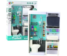 Lean Toys Žaislinis vonios kambarys su dušu, kriaukle ir tualetu
