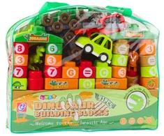 Lean Toys Dinozaurų Tematikos kaladėlės su Raidėmis ir Skaičiais, 91 vnt.