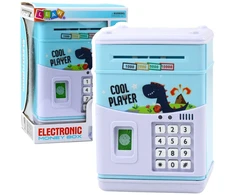 Lean Toys Elektroninis seifas vaikams su dinozauru, mėlynas